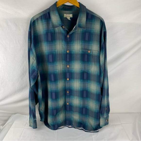 Tommy Bahama Other - Tommy Bahama Silk Shirt Men’s XL Blue Green Plaid Button Down